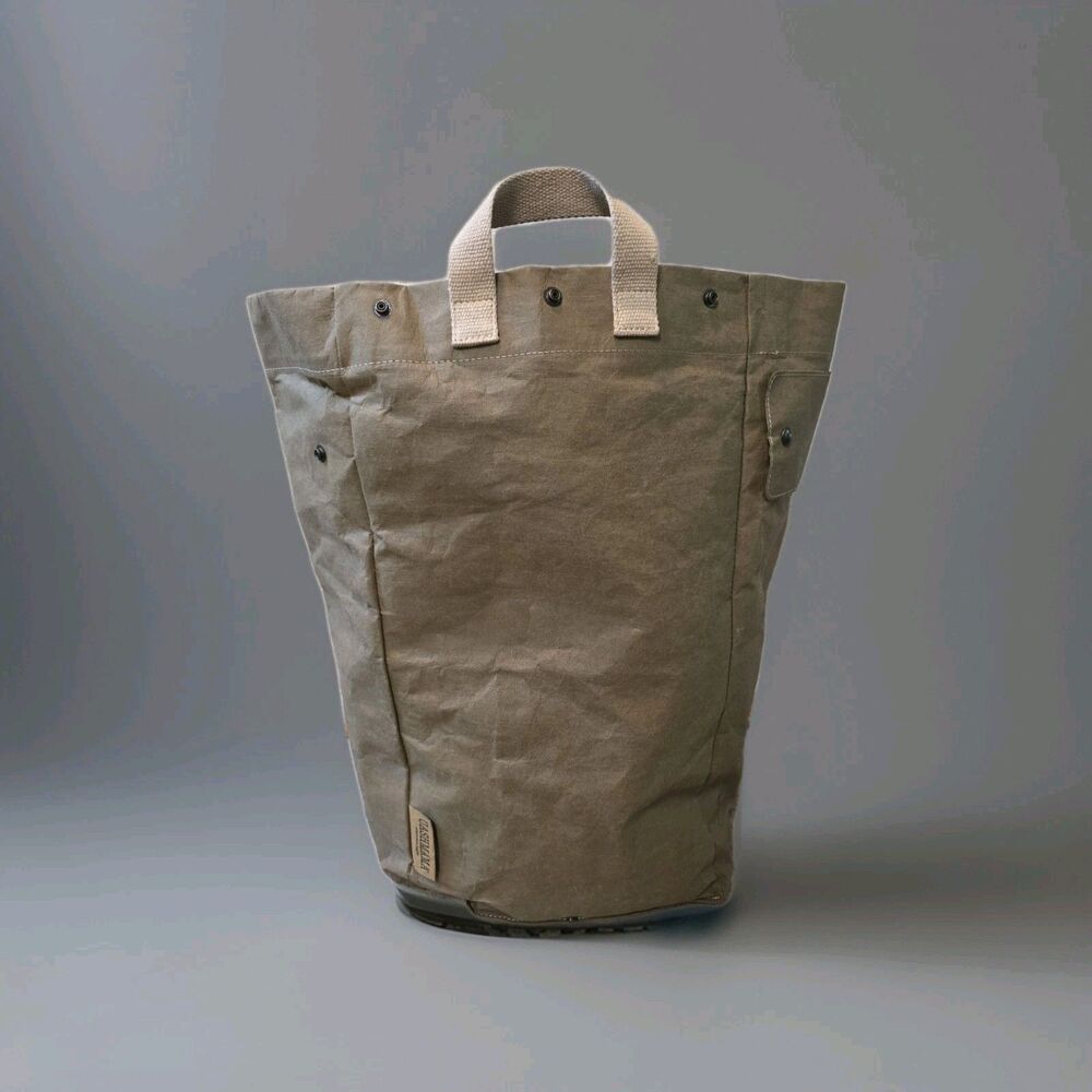 Uashmama LARGE Tote Brown Washable Paper Bag Aggo Fab Fiber Italy Made